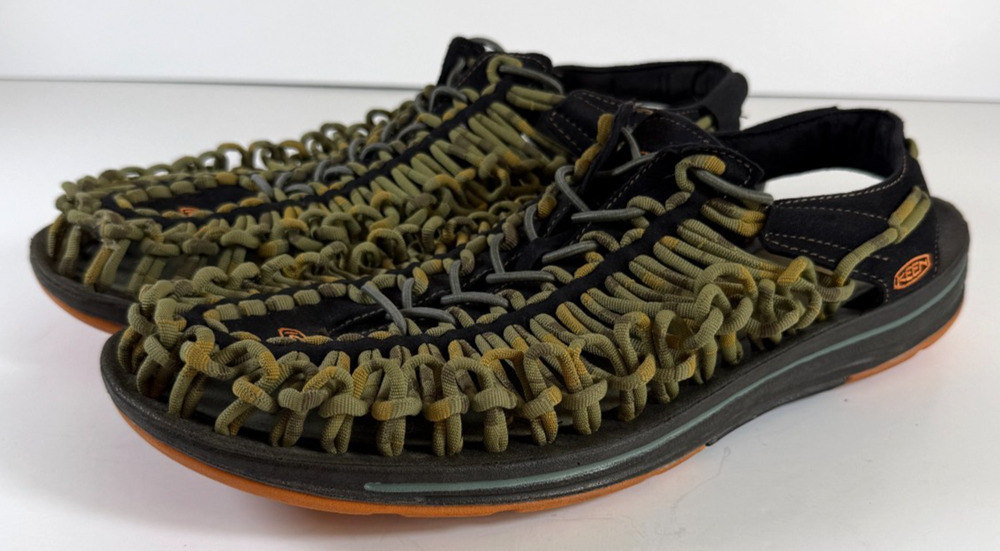 KEEN UNEEK Men's Size 14 1014619 Black Green Two Cord Sandals Outdoor